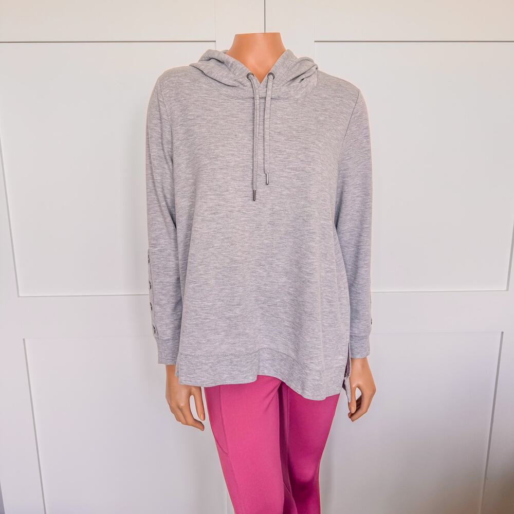 The Sweatshirt Project-Gray Hooded Sweatshirt w/ Metal Button Accents-Size Large